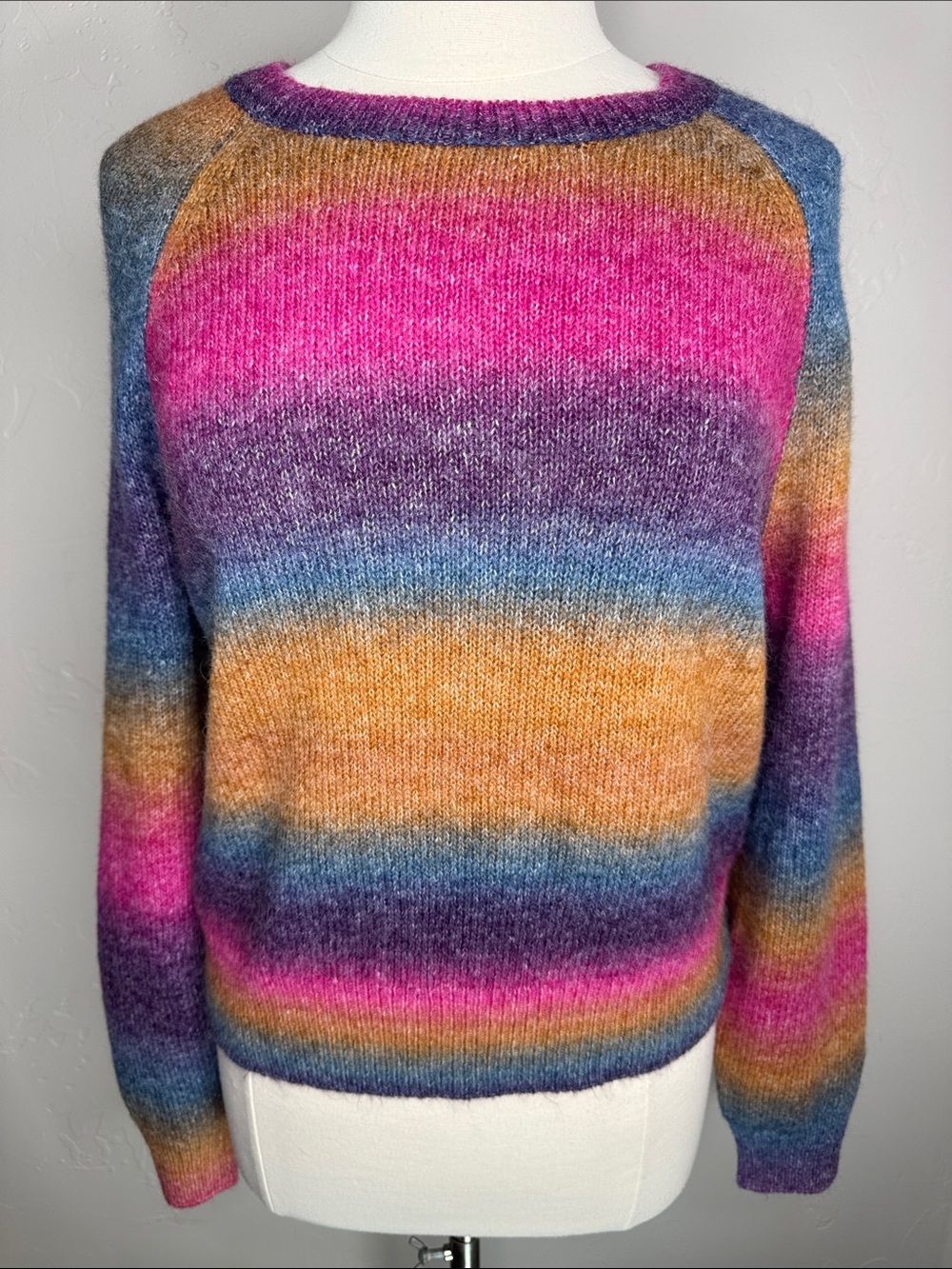 BB Dakota Multicolor Crewneck Sweater in Pink, Purple, Blue & Gold